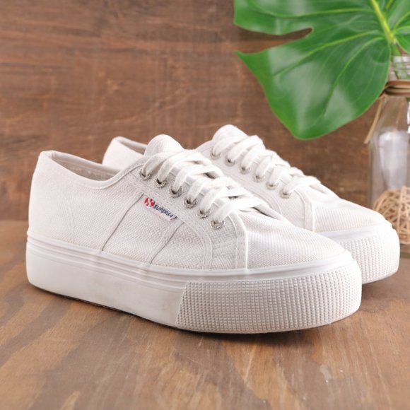 Superga Shoes - Superga 2790 Acotw Sneaker Platform White Canvas Low Top Lace Up Women 39.5 8.5